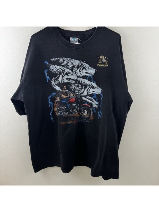 Harley-Davidson Other - Vintage Harley Davidson Leader of the Pack t shirt USA Thunder  Blue Lightning